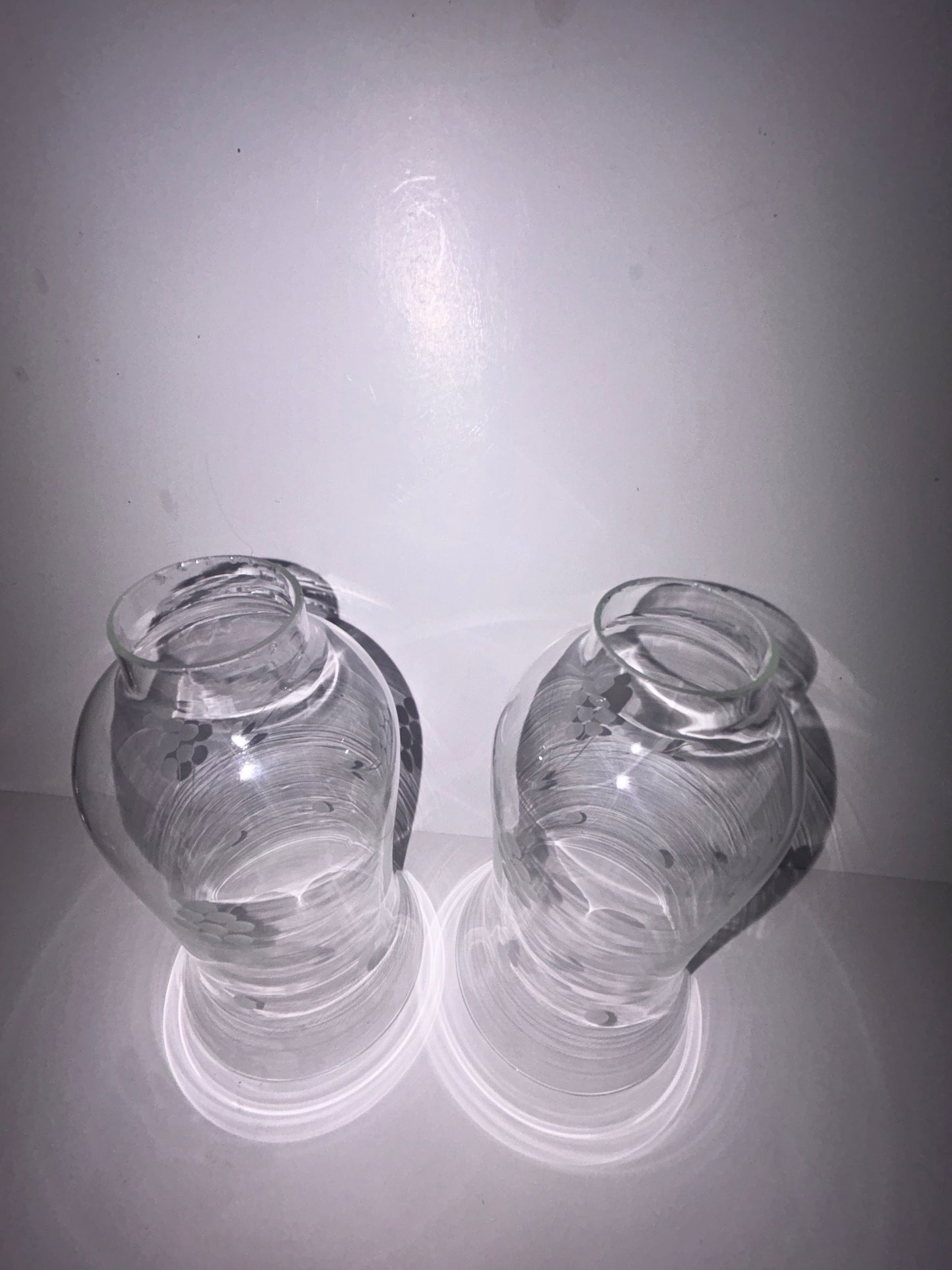 Vintage Duchin Creation Sterling Silver Weighted Candlestick with Etched Glass Hurricane Shades