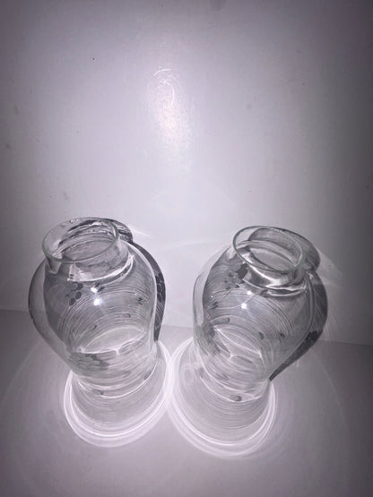 Vintage Duchin Creation Sterling Silver Weighted Candlestick with Etched Glass Hurricane Shades