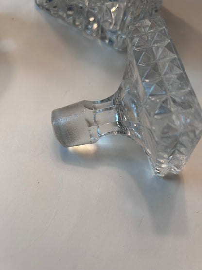 Etched Glass Decanter with Stopper Square Diamond Hand Cut