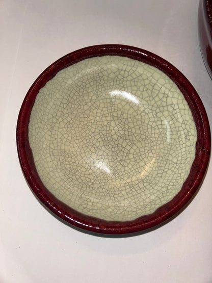 Pier 1 “Crackle Collection”Ceramic Bowls Set of 4 (1 Serving Bowl, 3 Cereal Bowls) Pier 1