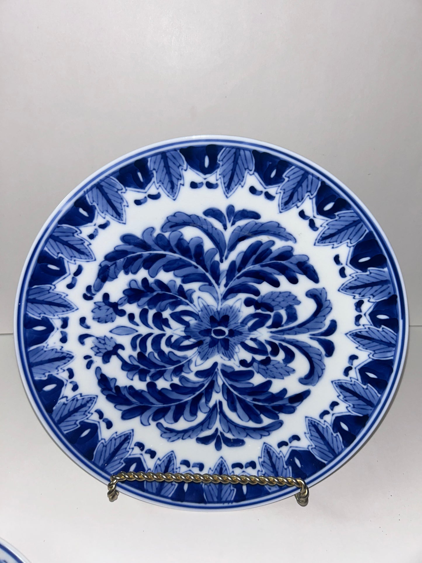 Blue and White Plates Mixed Floral & Asian-Inspired Patterns (Set of 3)