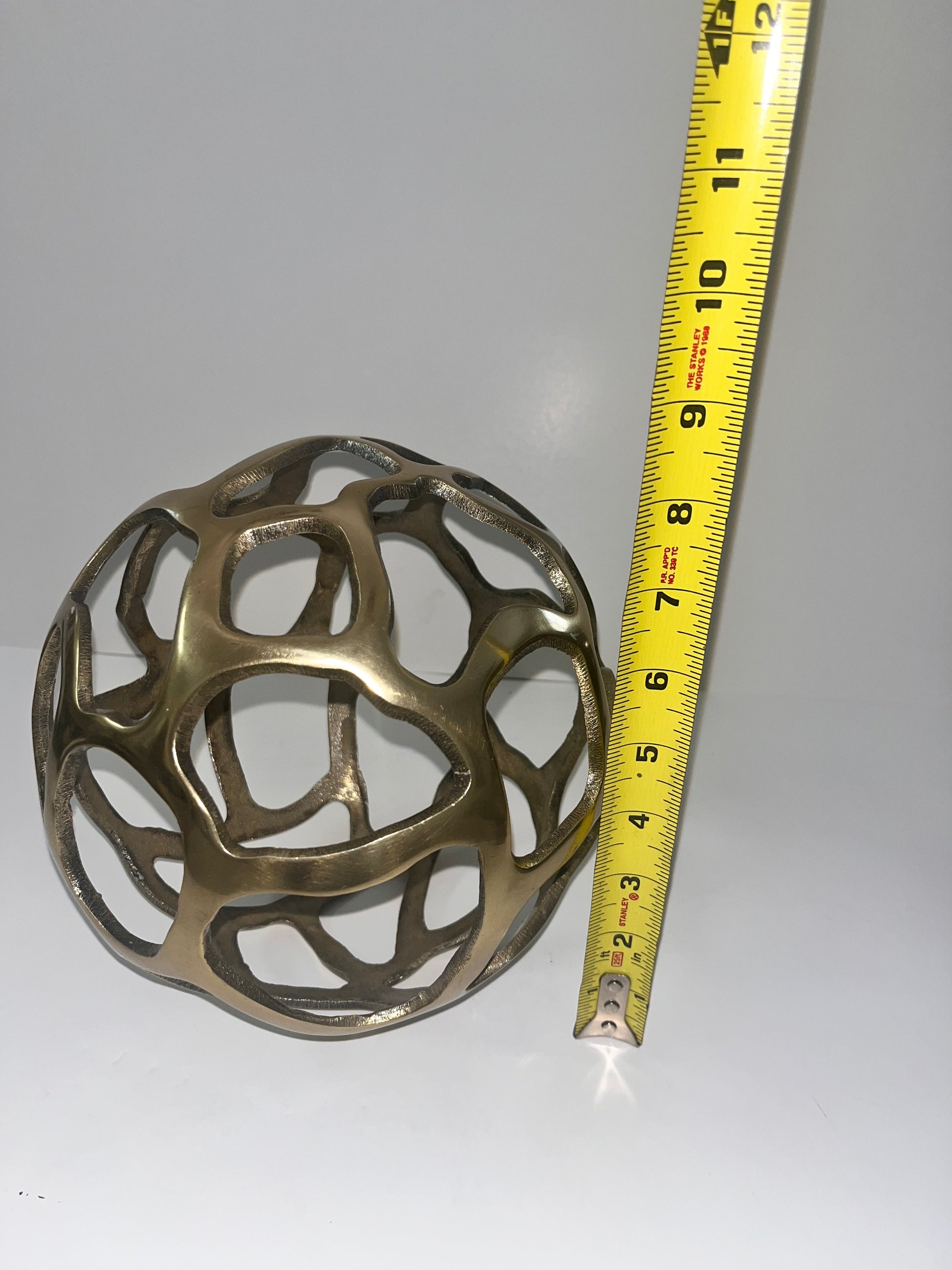 Mid-Century Modern Brass Cellular Voronoi Plasma Orb Sculpture - Finest Antique