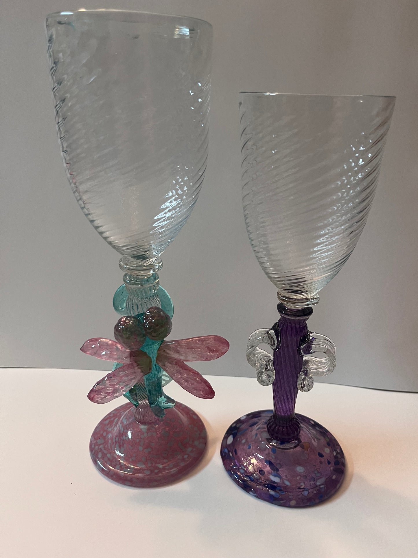 Ridge Walker Art Glass Whimsical Goblet Set - Finest Antique