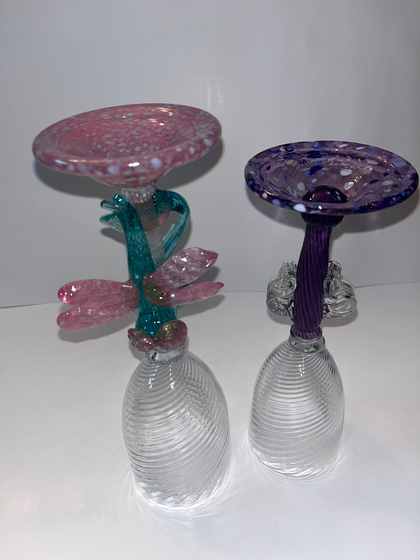 Ridge Walker Art Glass Whimsical Goblet Set - Finest Antique