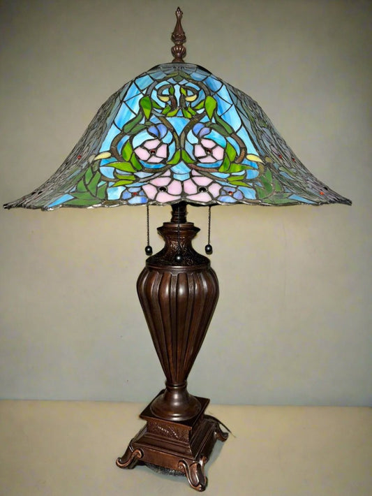 Serene Floral Tiffany Style Lamp - Finest Antique