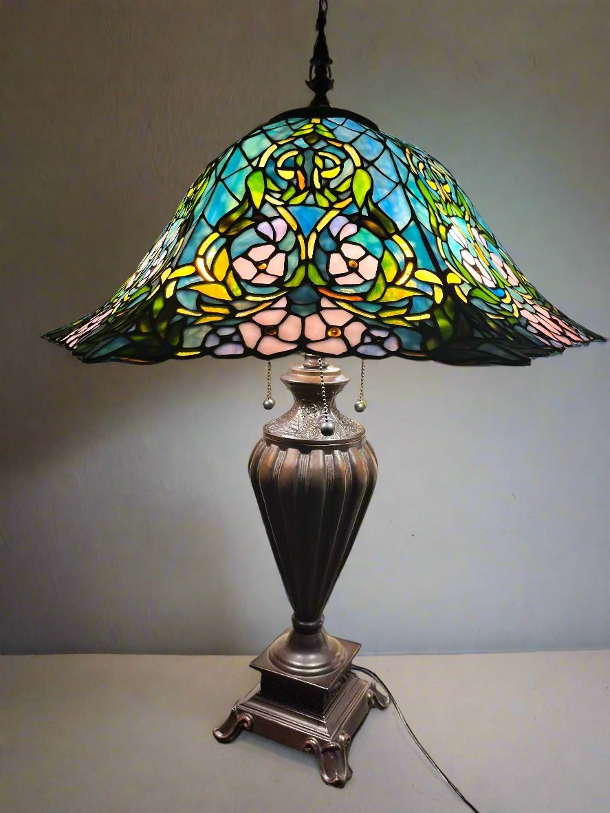 Serene Floral Tiffany Style Lamp - Finest Antique