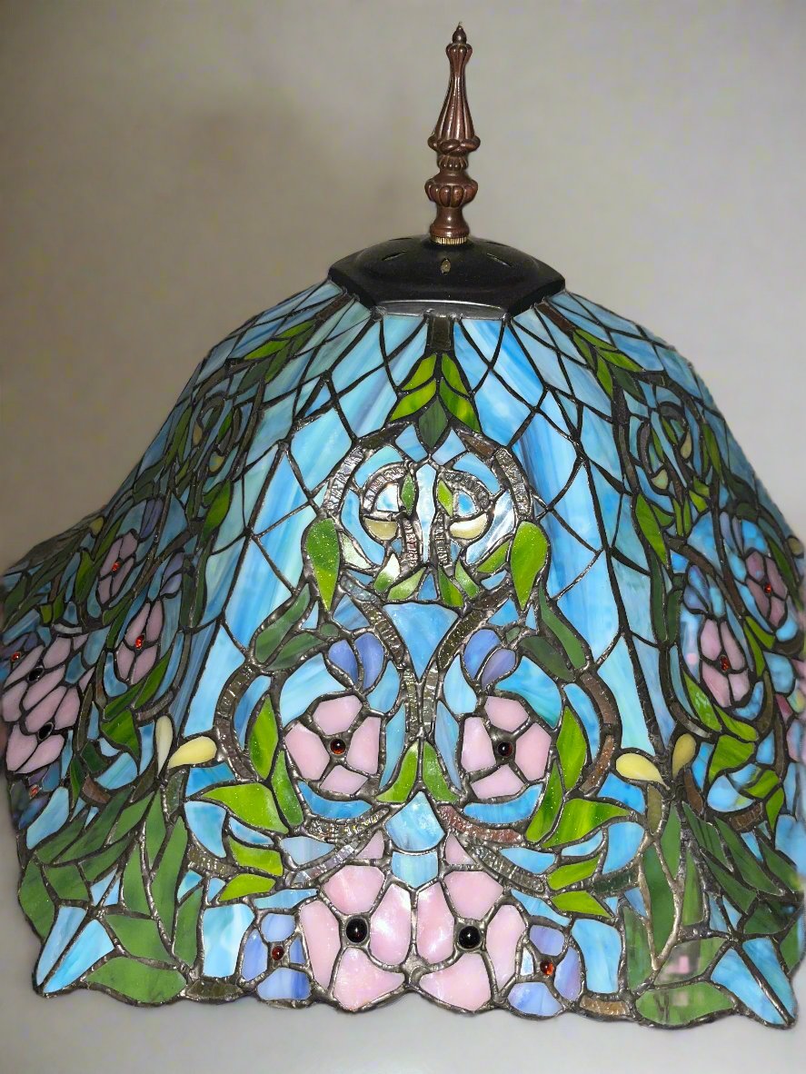 Serene Floral Tiffany Style Lamp - Finest Antique