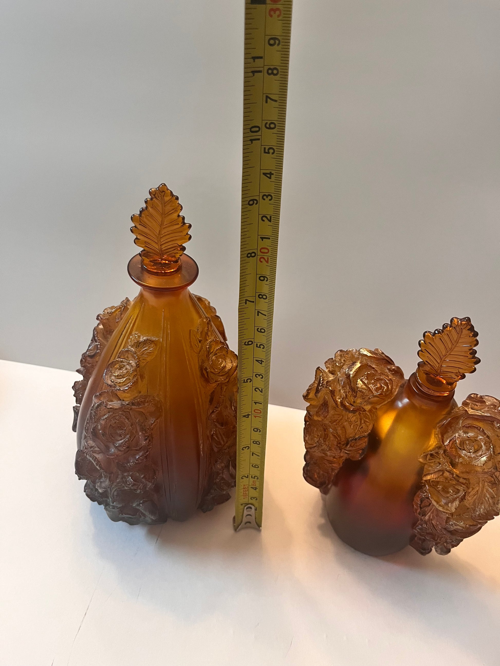 Vintage Amber Glass Perfume Bottles and Burner Set - Finest Antique