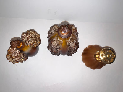 Vintage Amber Glass Perfume Bottles and Burner Set - Finest Antique