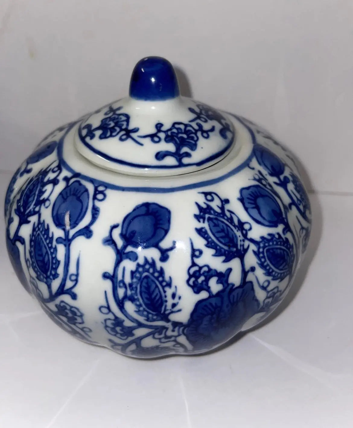 Vintage Blue and White Small Ginger Jar - Finest Antique