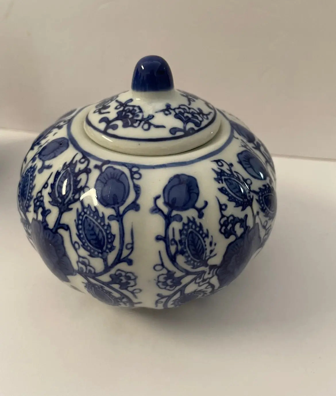 Vintage Blue and White Small Ginger Jar - Finest Antique