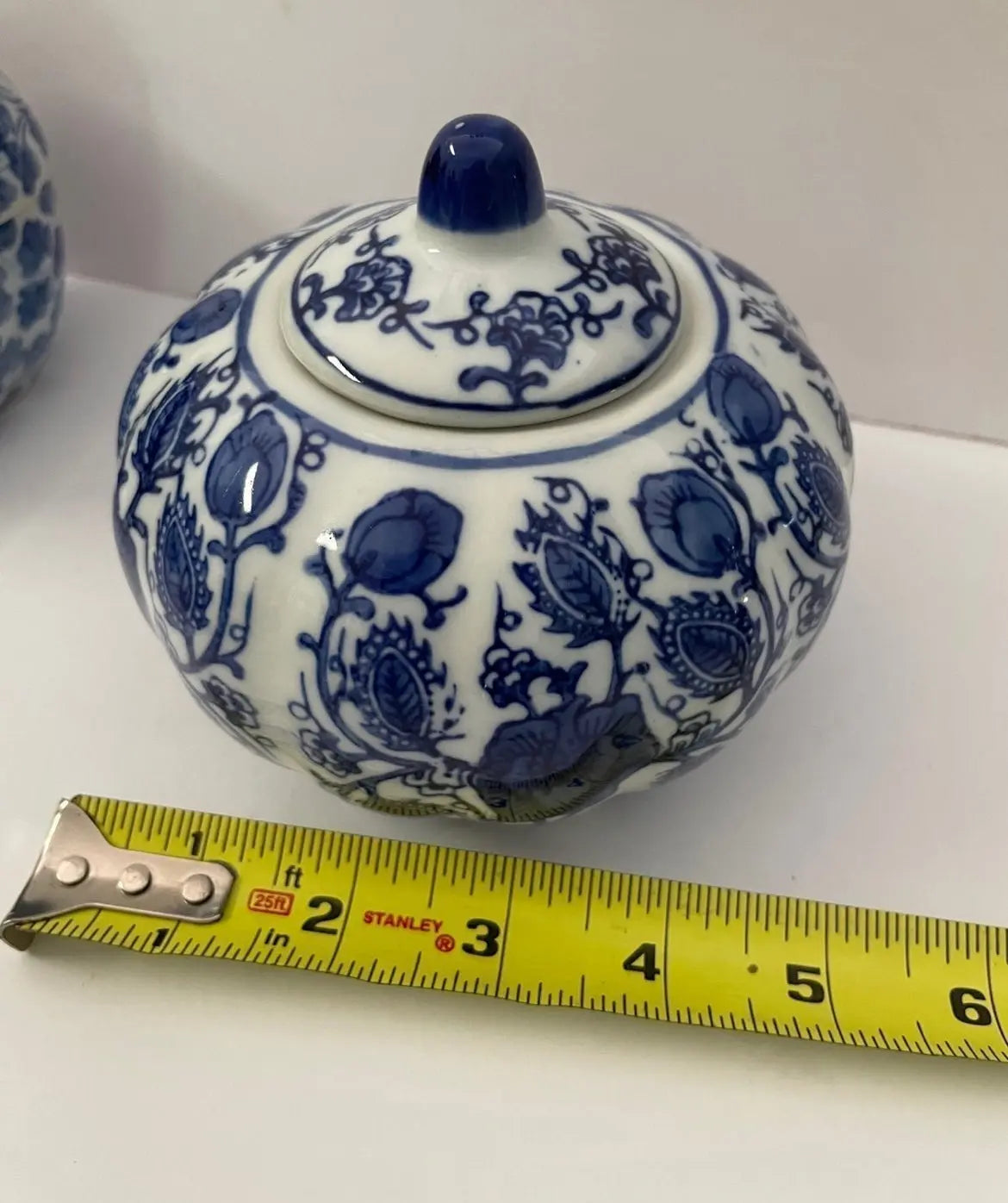 Vintage Blue and White Small Ginger Jar - Finest Antique