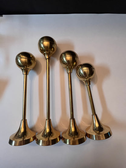 Vintage Brass Ball-Topped Candle Holders - Finest Antique