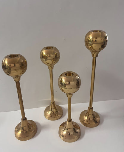 Vintage Brass Ball-Topped Candle Holders - Finest Antique