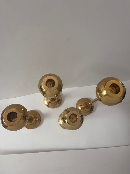 Vintage Brass Ball-Topped Candle Holders - Finest Antique