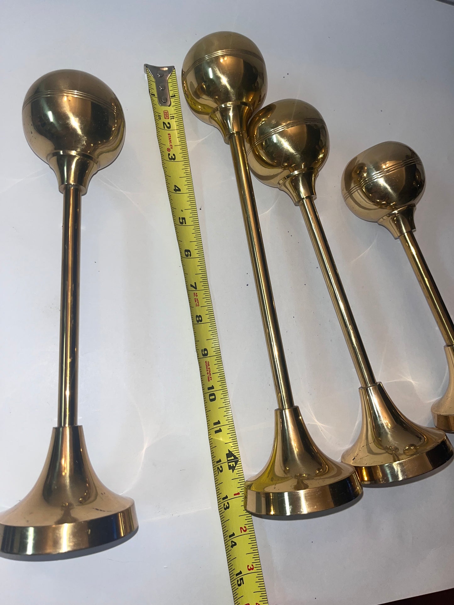 Vintage Brass Ball-Topped Candle Holders - Finest Antique