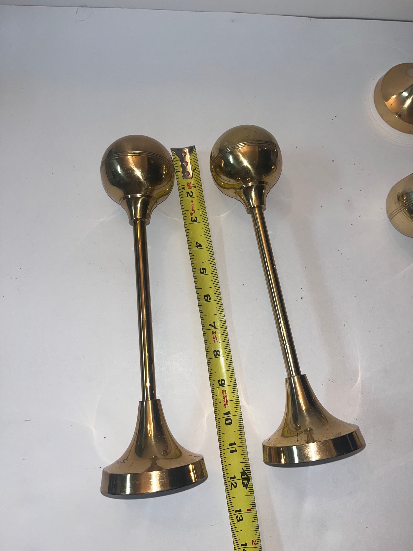 Vintage Brass Ball-Topped Candle Holders - Finest Antique