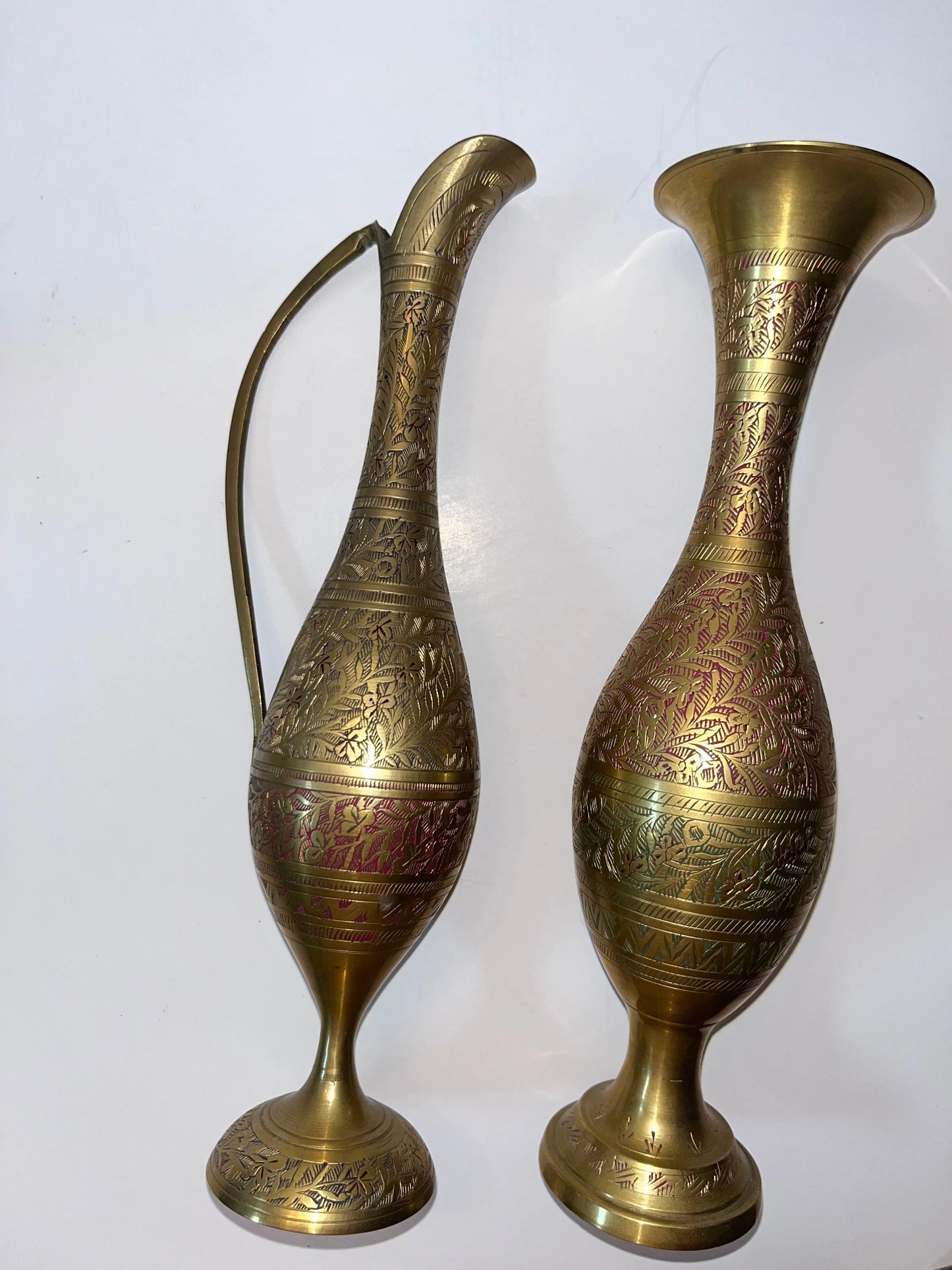 Vintage Brass Pitcher and Vase Set - Finest Antique