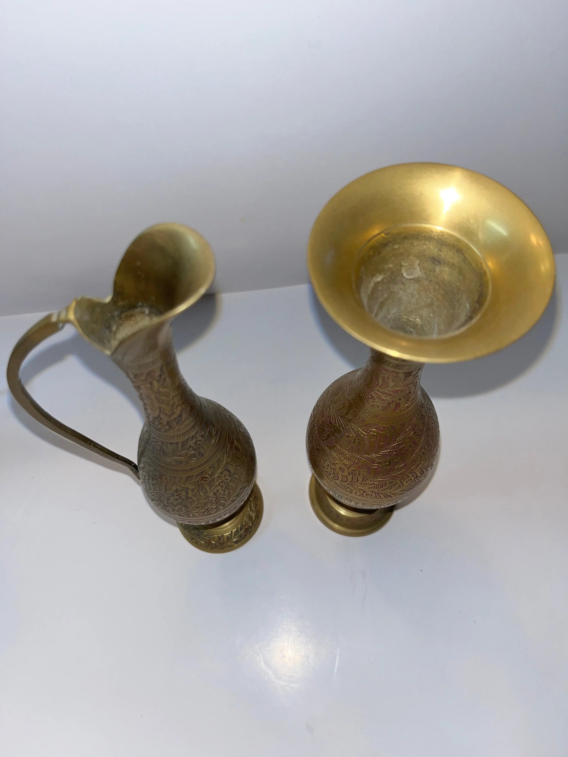 Vintage Brass Pitcher and Vase Set - Finest Antique