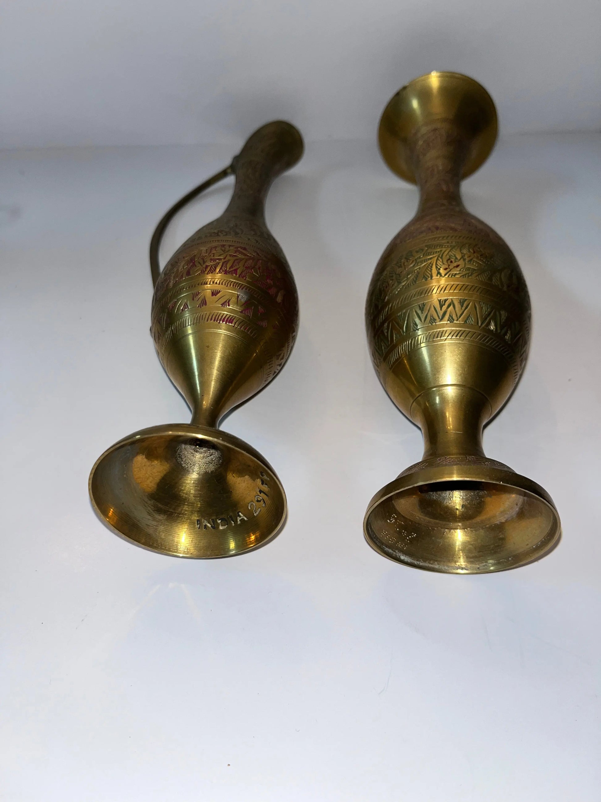 Vintage Brass Pitcher and Vase Set - Finest Antique