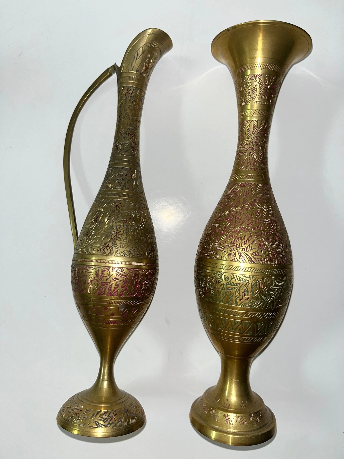 Vintage Brass Pitcher and Vase Set - Finest Antique