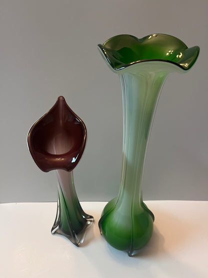 Vintage Calla Lily-Tulip Inspired Glass Vases - Finest Antique