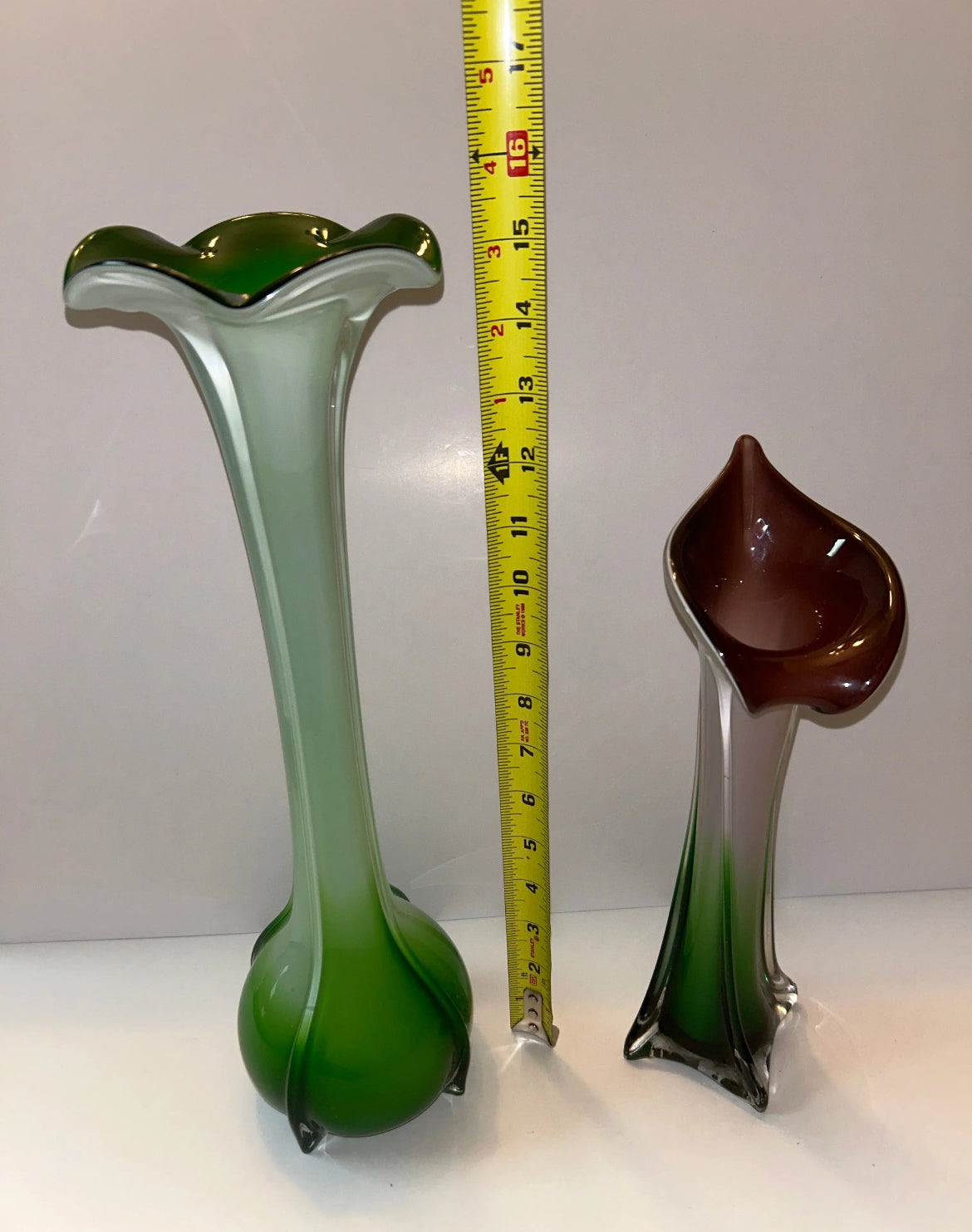 Vintage Calla Lily-Tulip Inspired Glass Vases - Finest Antique