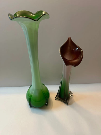 Vintage Calla Lily-Tulip Inspired Glass Vases - Finest Antique