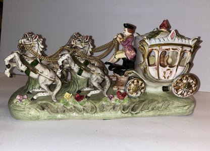 Vintage Capodimonte Porcelain Horse-Drawn Carriage - Finest Antique