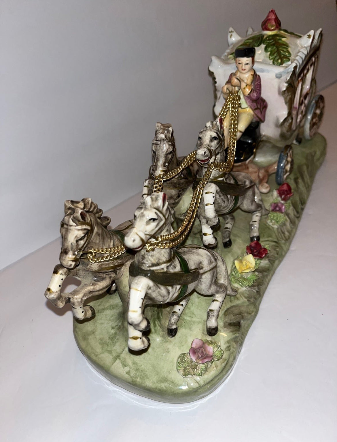 Vintage Capodimonte Porcelain Horse-Drawn Carriage - Finest Antique