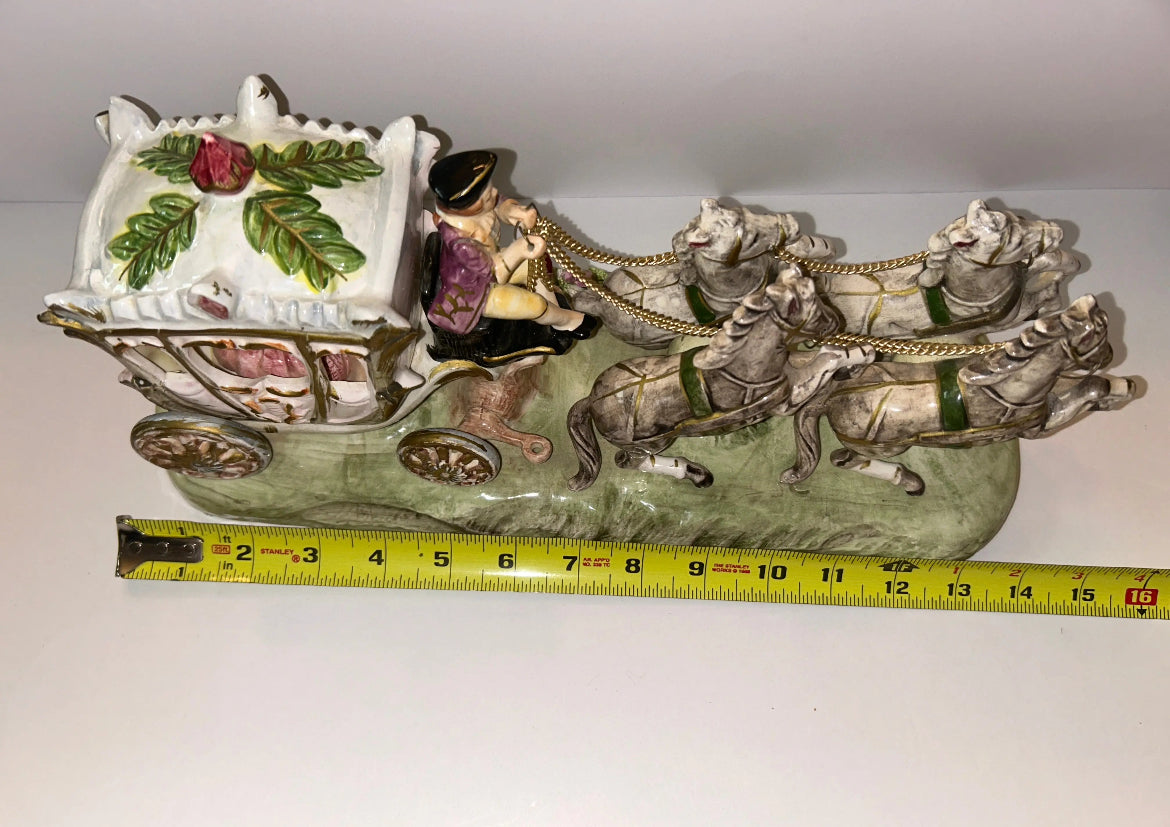 Vintage Capodimonte Porcelain Horse-Drawn Carriage - Finest Antique
