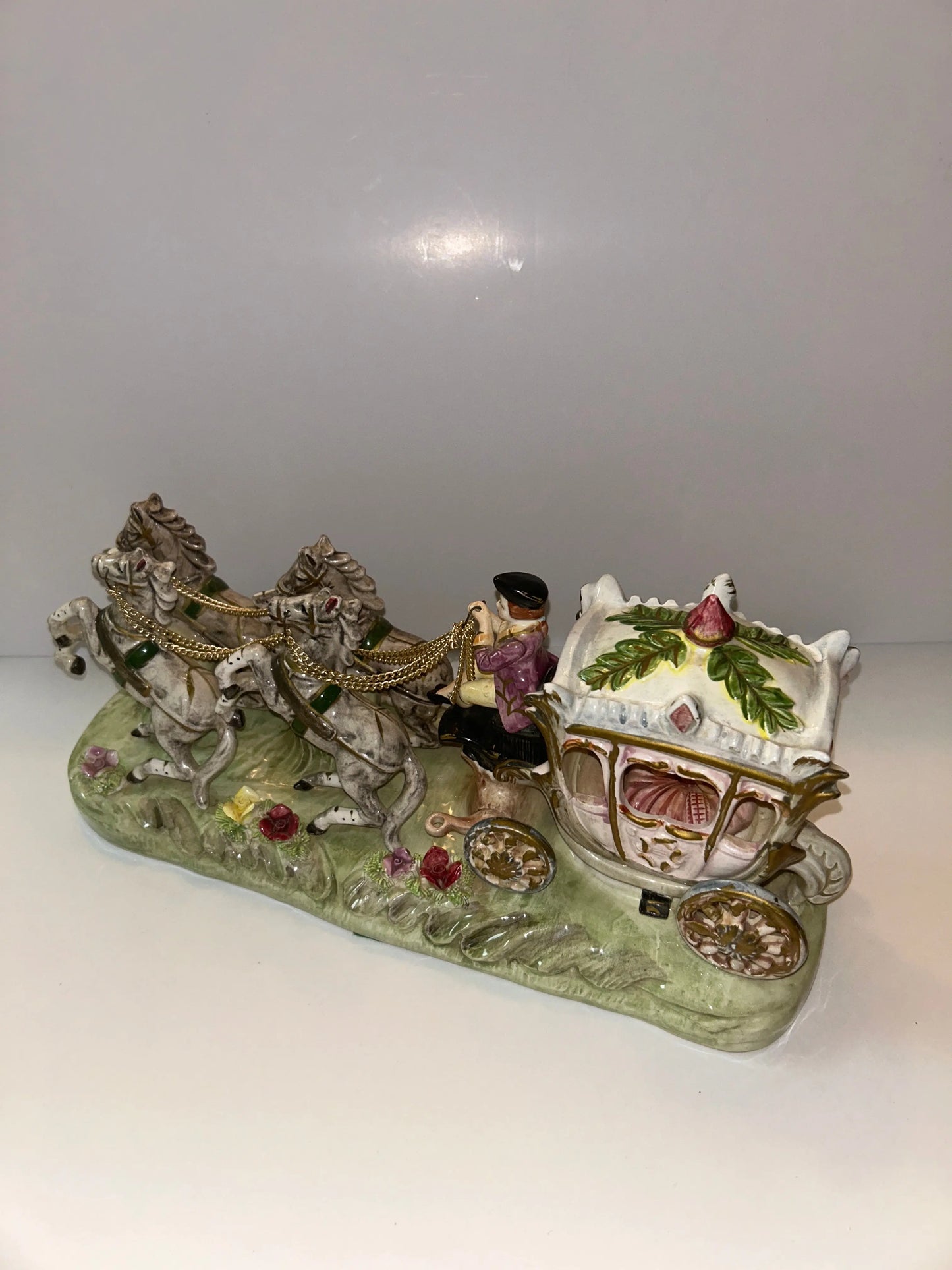 Vintage Capodimonte Porcelain Horse-Drawn Carriage - Finest Antique