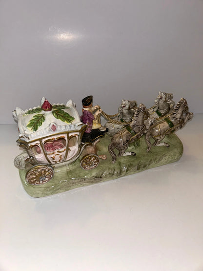 Vintage Capodimonte Porcelain Horse-Drawn Carriage - Finest Antique