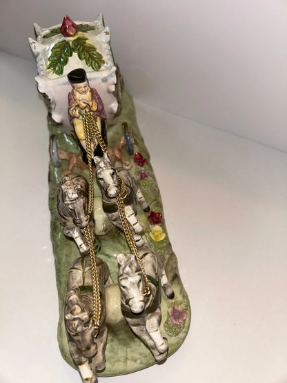 Vintage Capodimonte Porcelain Horse-Drawn Carriage - Finest Antique