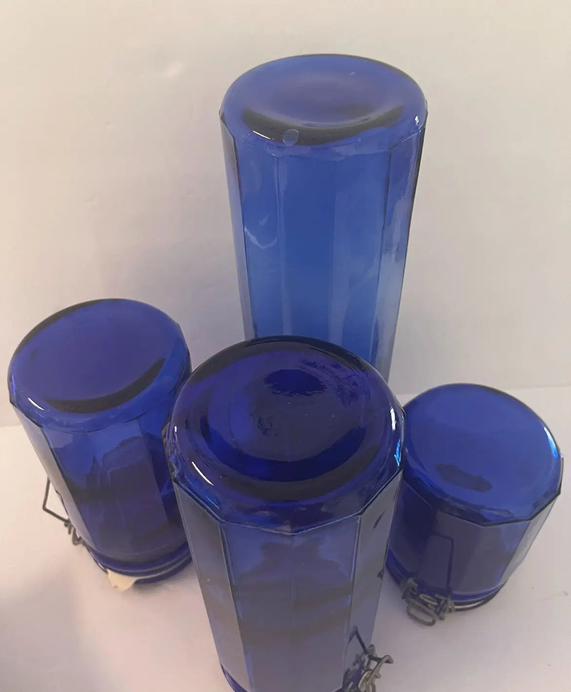 Vintage Cobalt Blue Glass Canister Set - Finest Antique