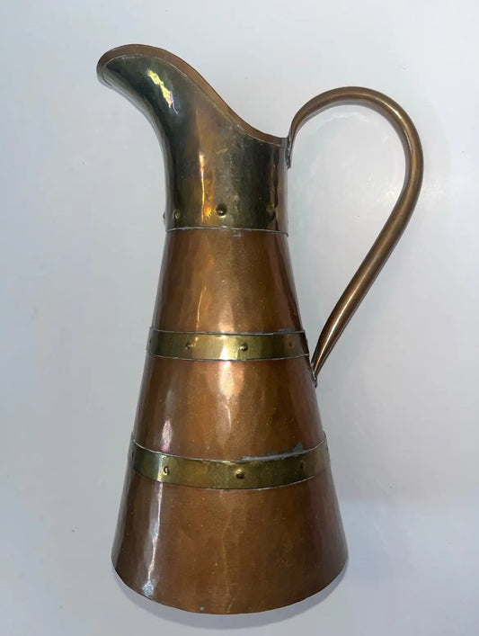 Vintage Copper and Brass Pitcher - Finest Antique