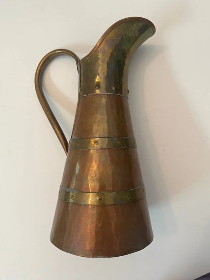 Vintage Copper and Brass Pitcher - Finest Antique