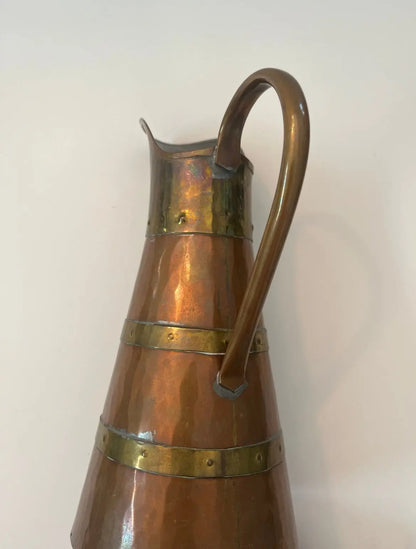 Vintage Copper and Brass Pitcher - Finest Antique