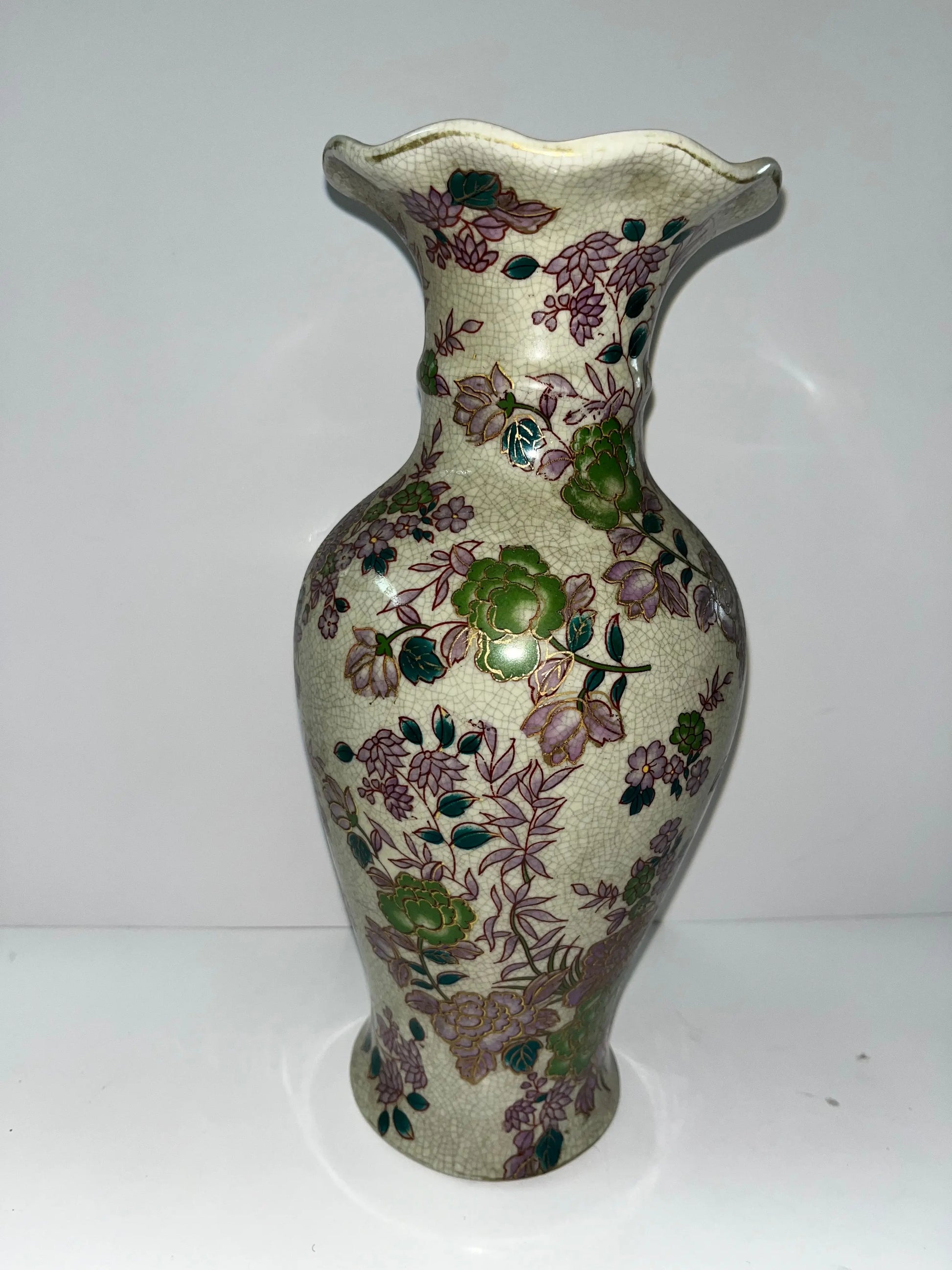 Vintage Floral Porcelain Vase - Finest Antique