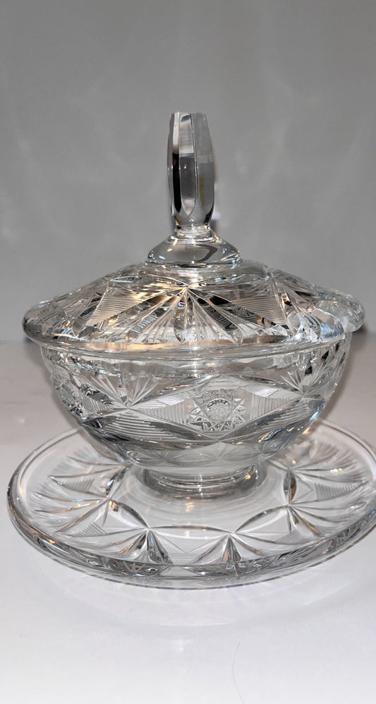 Vintage Italian Crystal Sugar Bowl - Finest Antique