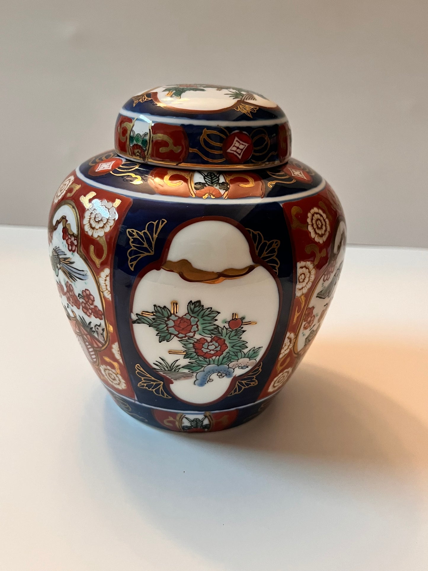 Vintage Japanese Imari Ginger Jar with Bird and Floral Design - Finest Antique
