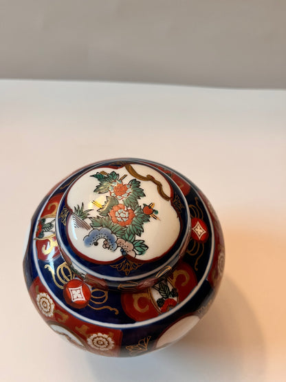 Vintage Japanese Imari Ginger Jar with Bird and Floral Design - Finest Antique