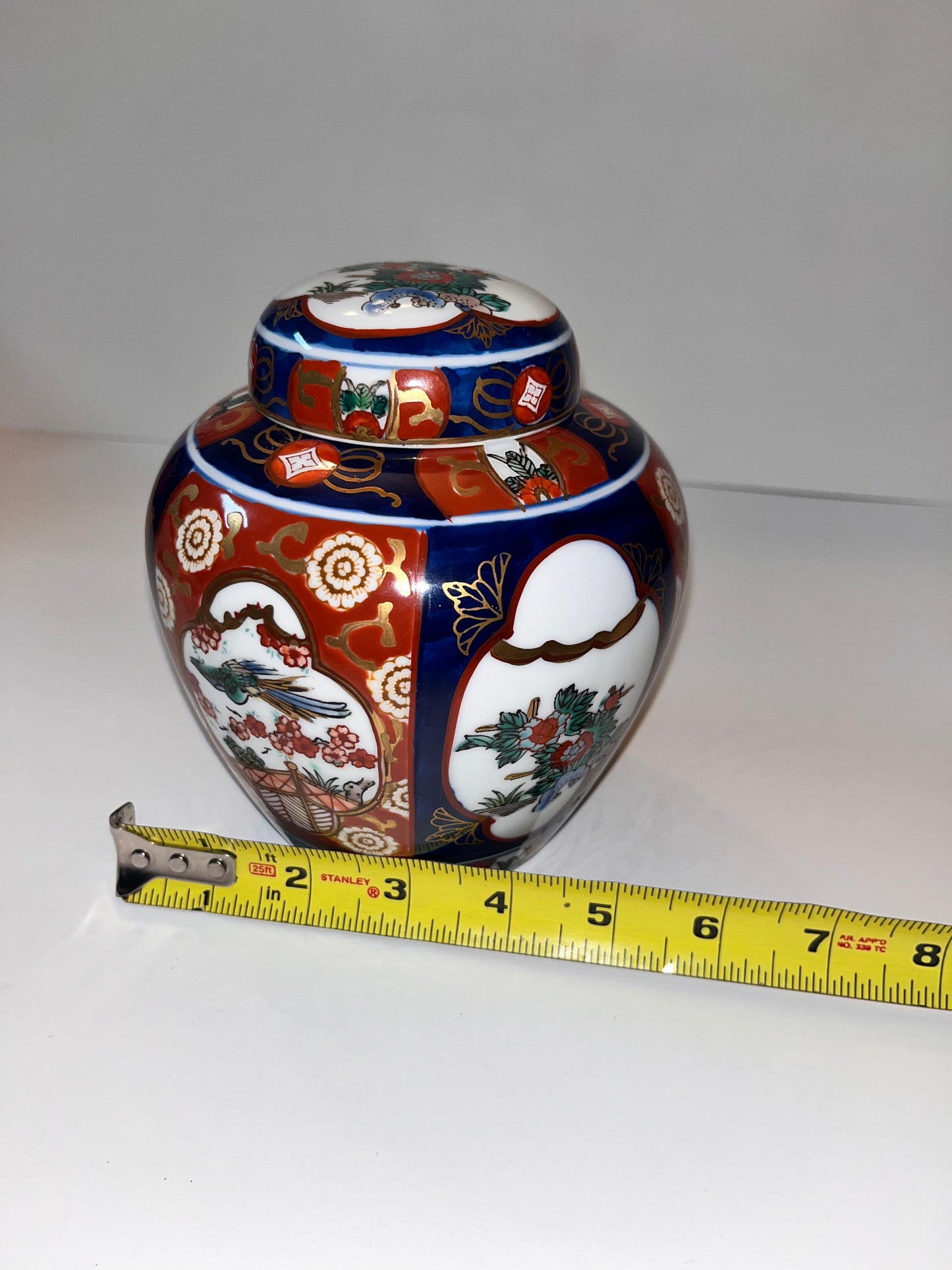 Vintage Japanese Imari Ginger Jar with Bird and Floral Design - Finest Antique