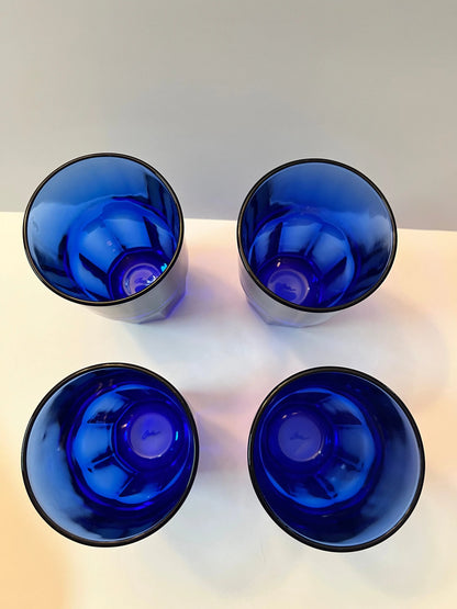 Vintage Libbey Crisa Cobalt Blue Drinking Glasses - Finest Antique