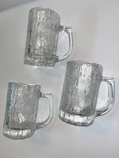 Vintage MCM Studio Nova Brutalist Textured Glass Mugs by Hoya - Finest Antique