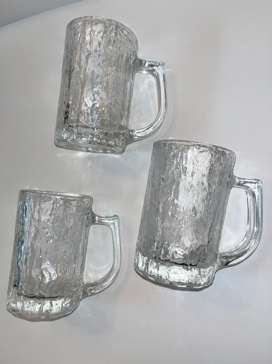 Vintage MCM Studio Nova Brutalist Textured Glass Mugs by Hoya - Finest Antique