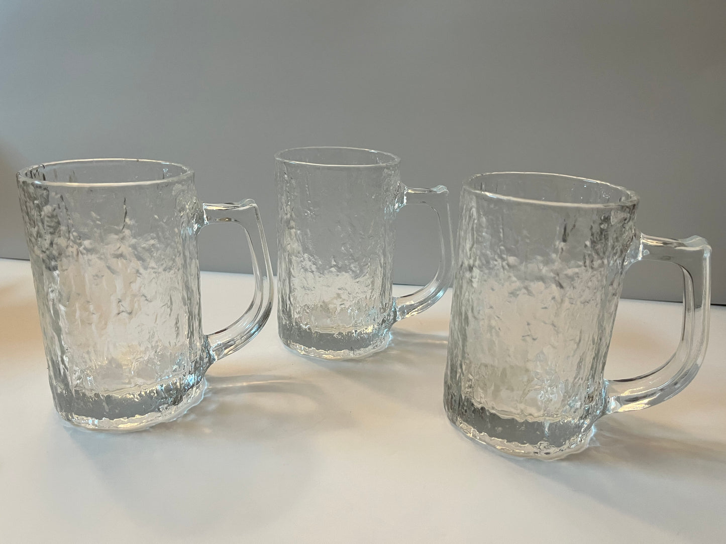 Vintage MCM Studio Nova Brutalist Textured Glass Mugs by Hoya - Finest Antique