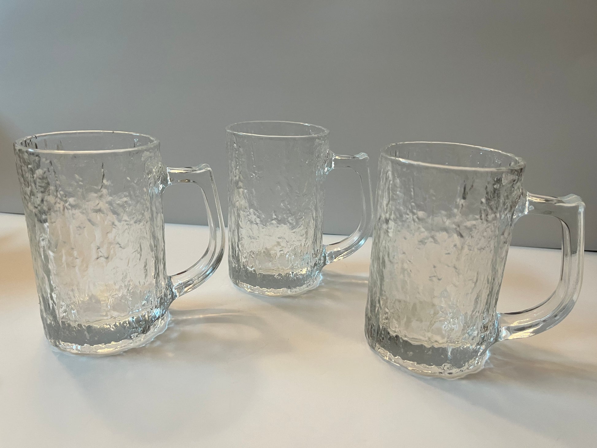 Vintage MCM Studio Nova Brutalist Textured Glass Mugs by Hoya - Finest Antique