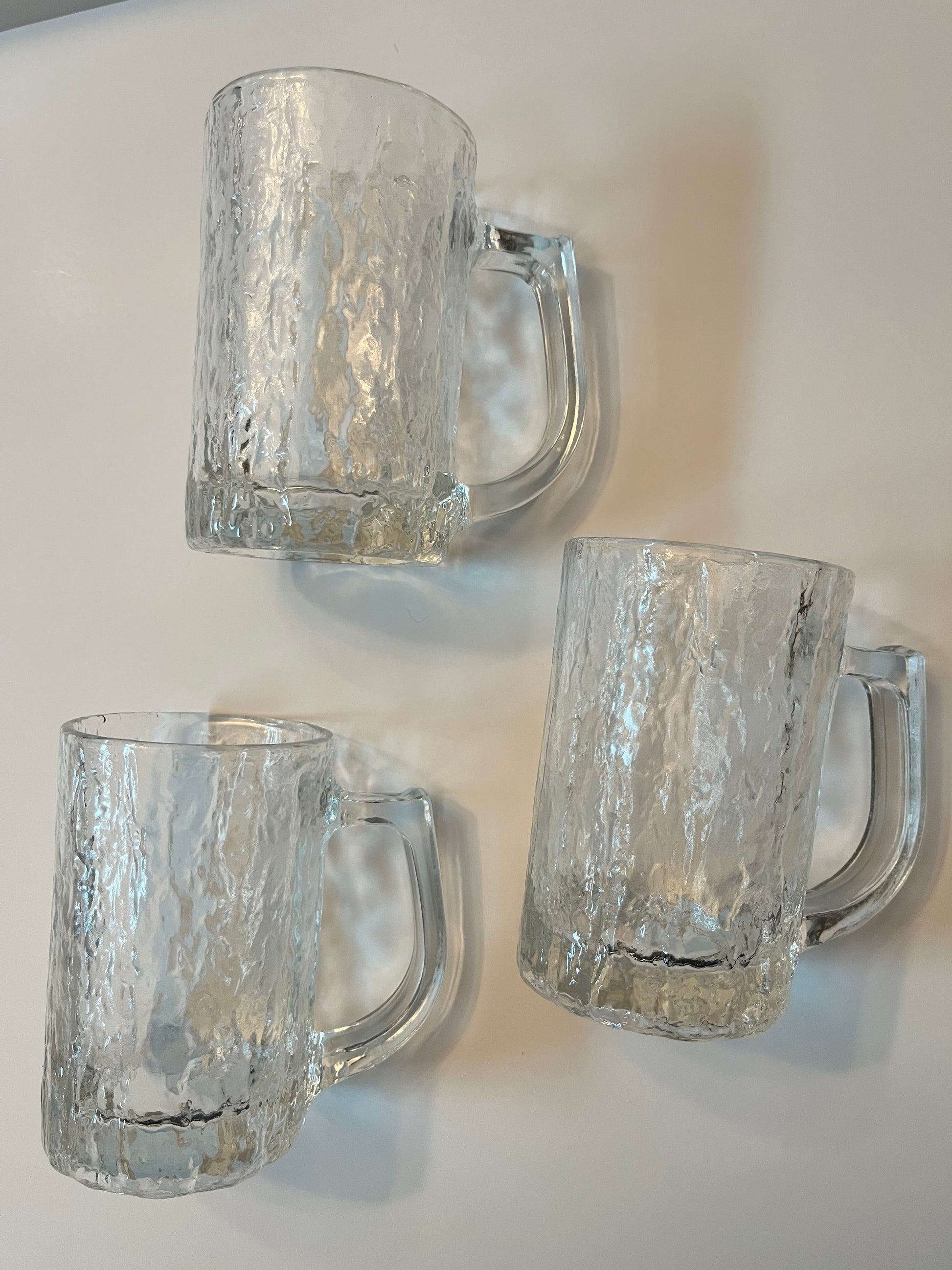 Vintage MCM Studio Nova Brutalist Textured Glass Mugs by Hoya - Finest Antique