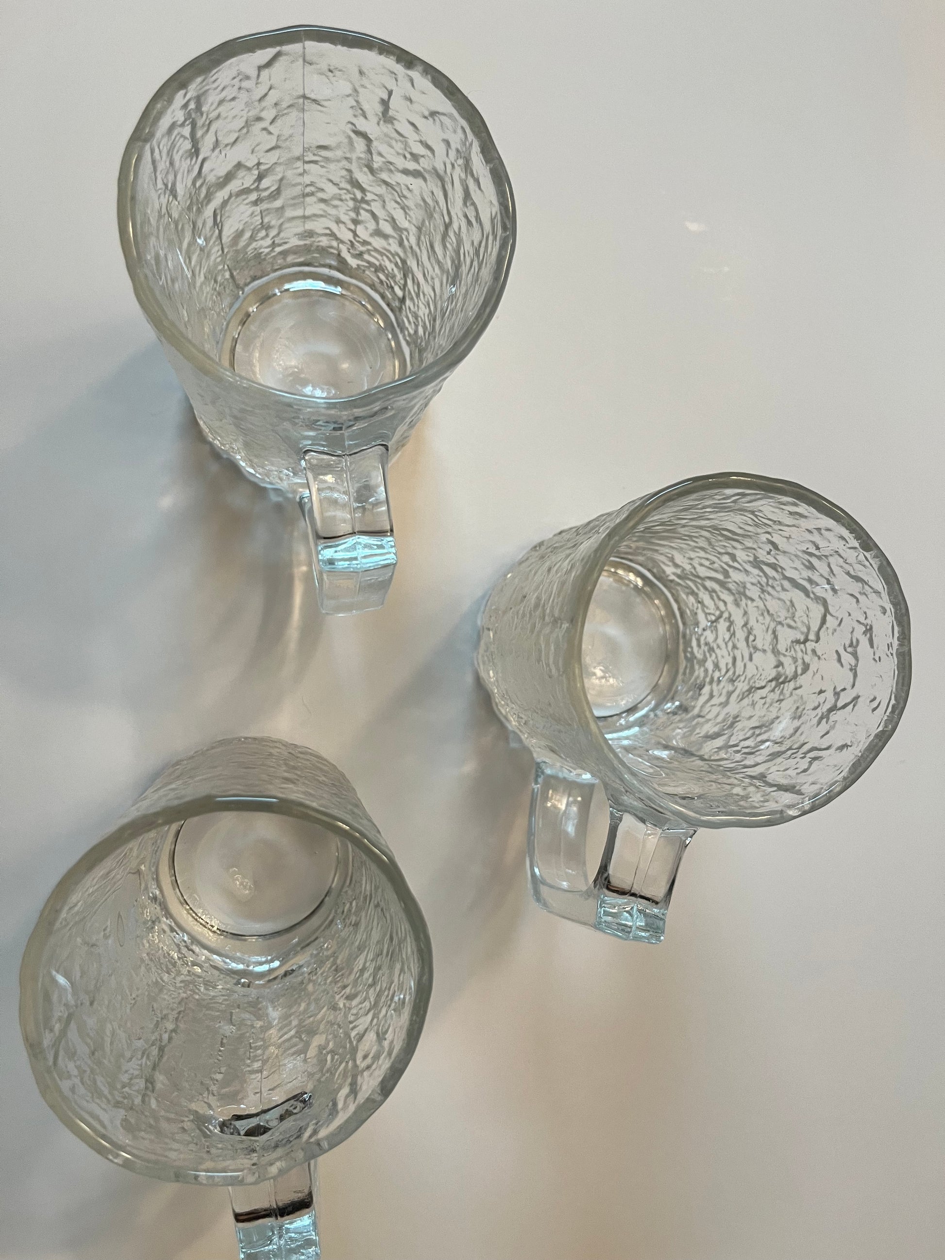 Vintage MCM Studio Nova Brutalist Textured Glass Mugs by Hoya - Finest Antique